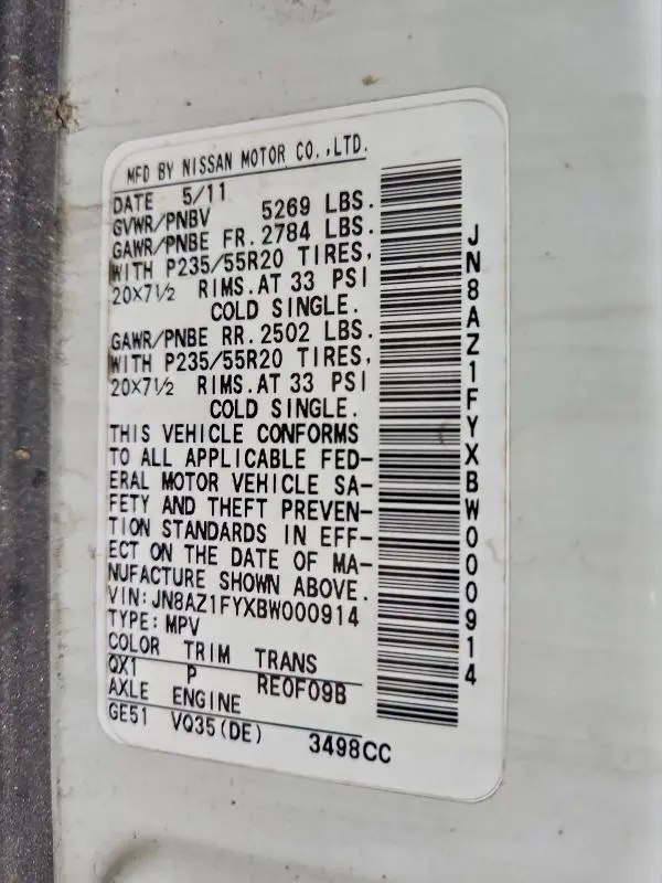 2011 NISSAN MURANO CROSSCABRIOLET  