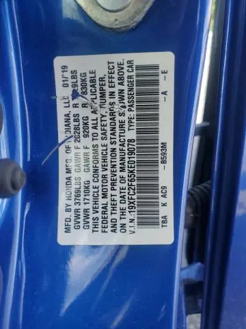 2019 HONDA CIVIC LX  