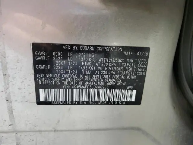 2020 SUBARU ASCENT LIMITED  