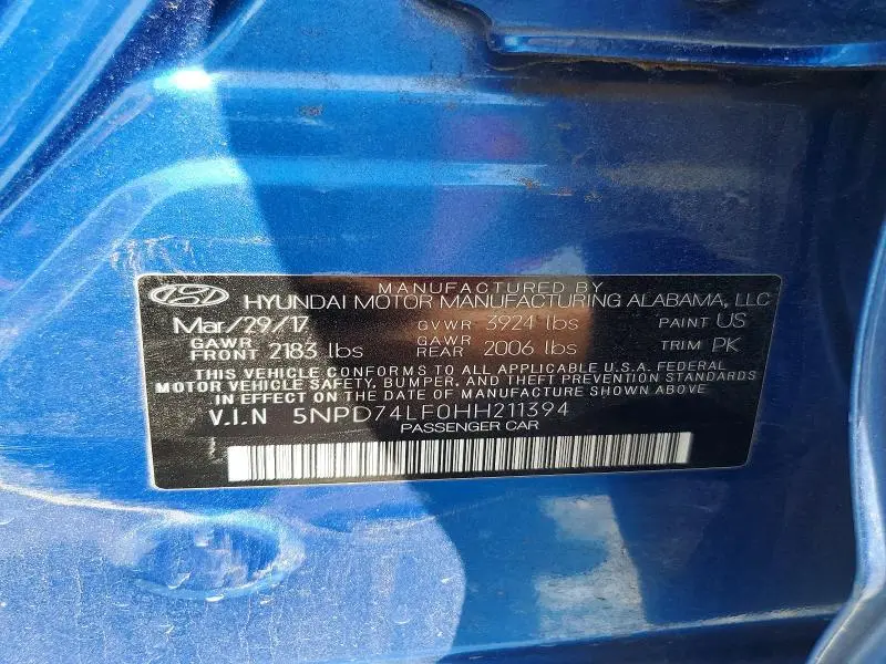 2017 HYUNDAI ELANTRA SE  
