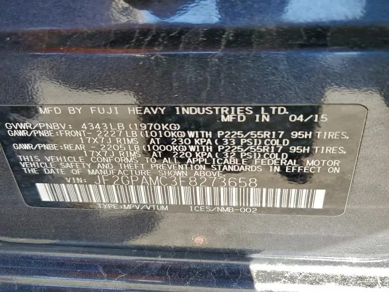 2015 SUBARU XV CROSSTREK 2.0 LIMITED  