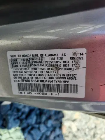 2015 HONDA ODYSSEY EXL  
