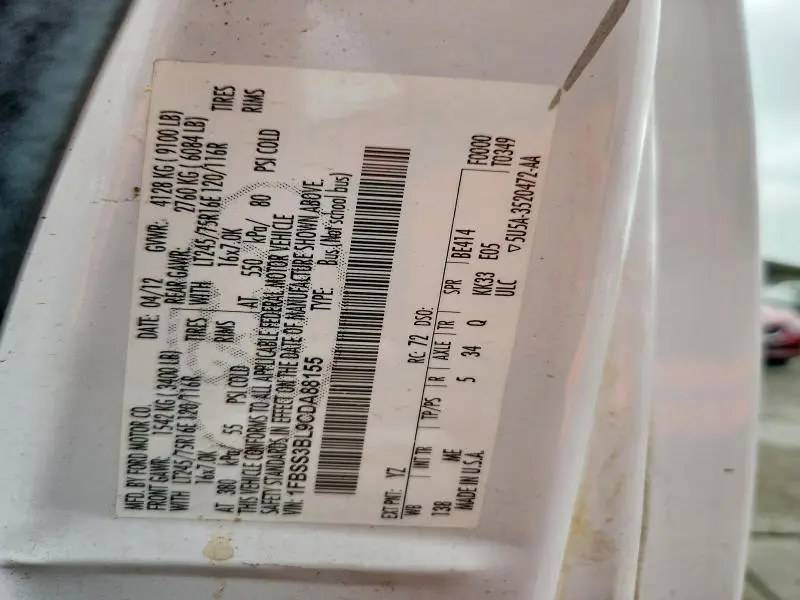 2012 FORD ECONOLINE E350 SUPER DUTY WAGON  