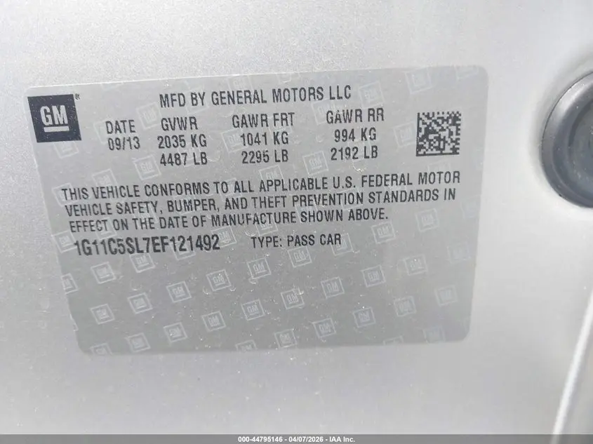 2014 CHEVROLET MALIBU 1LT