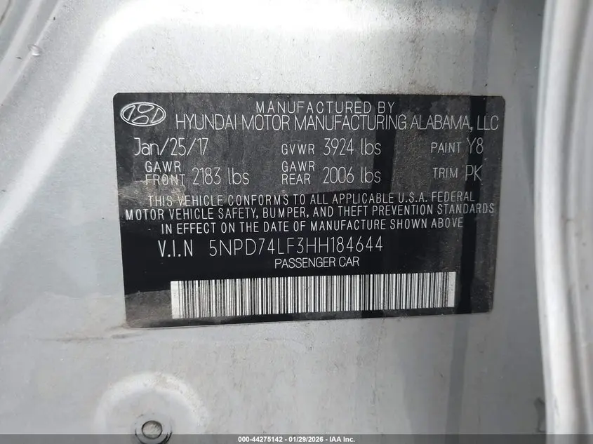 2017 HYUNDAI ELANTRA SE