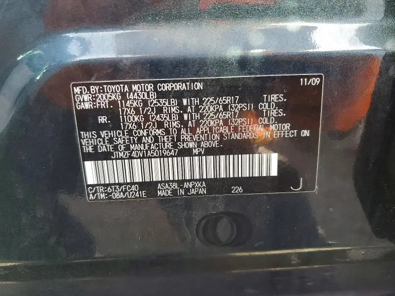 2010 TOYOTA RAV4 BASE  