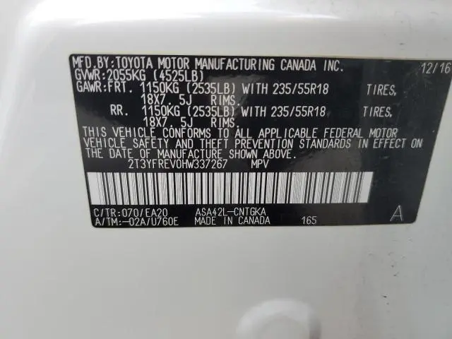 2017 TOYOTA RAV4 LIMITED  