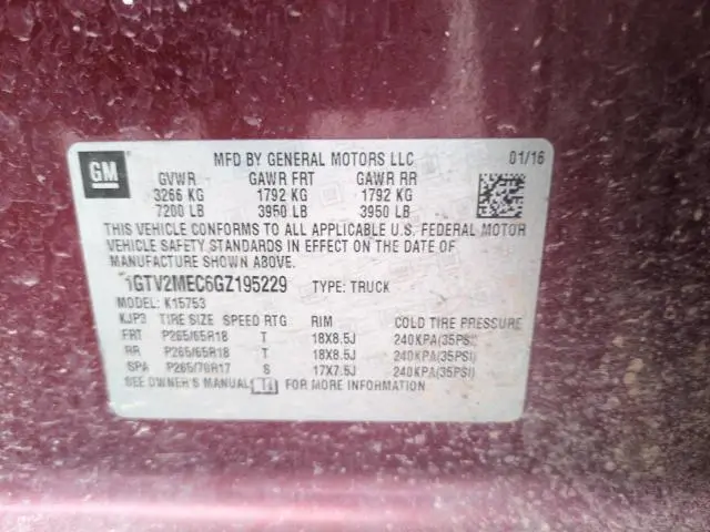 2016 GMC SIERRA K1500 SLE  