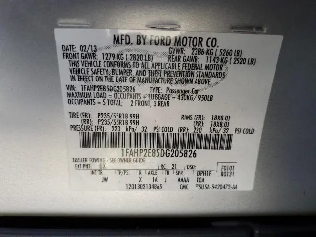 2013 FORD TAURUS SEL  