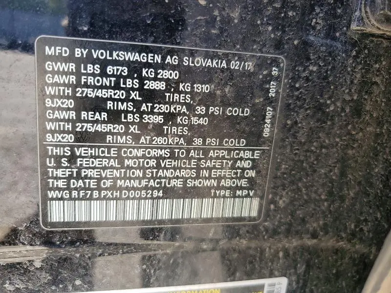 2017 VOLKSWAGEN TOUAREG WOLFSBURG  