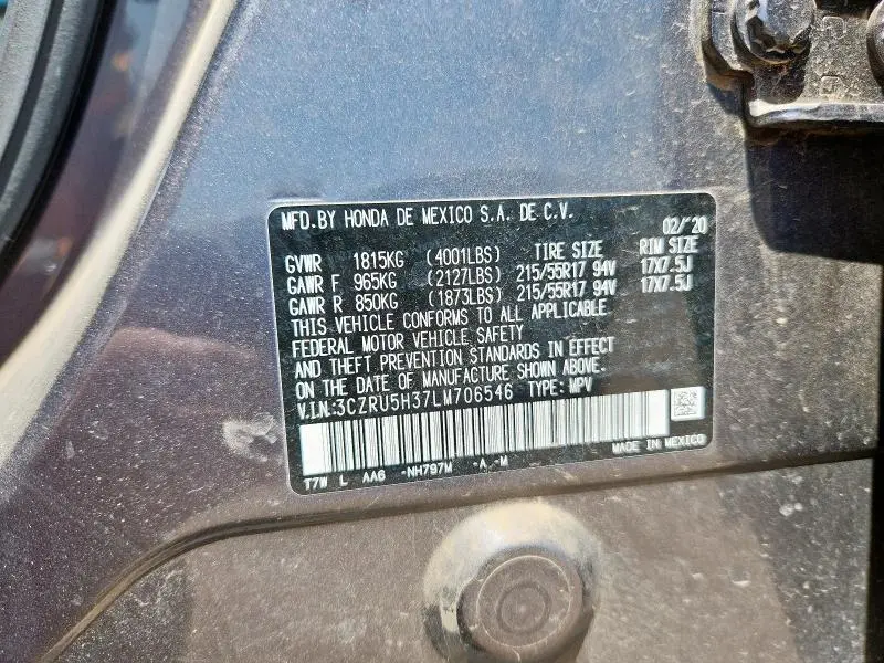 2020 HONDA HR-V LX  