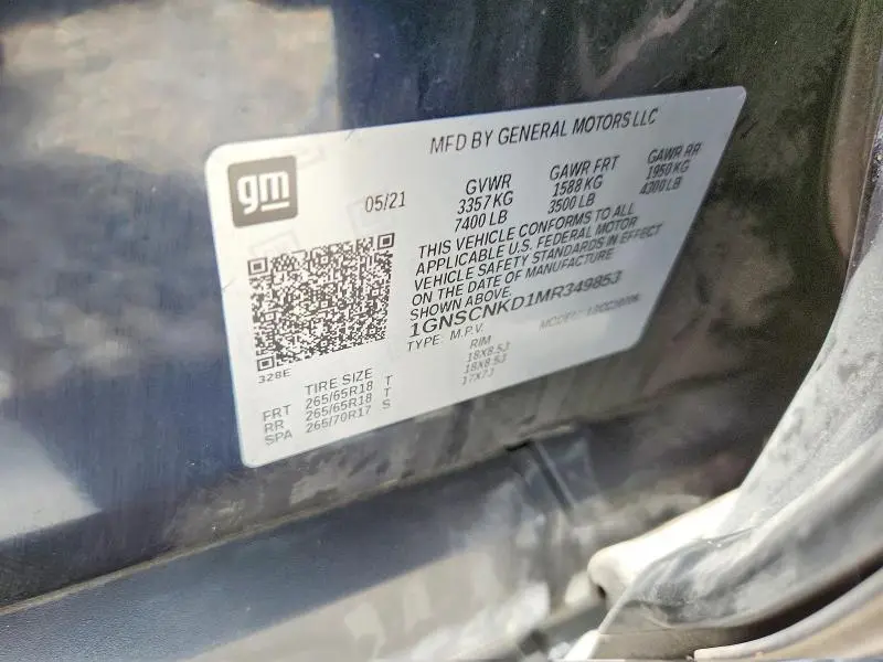 2021 CHEVROLET TAHOE C1500 LT  