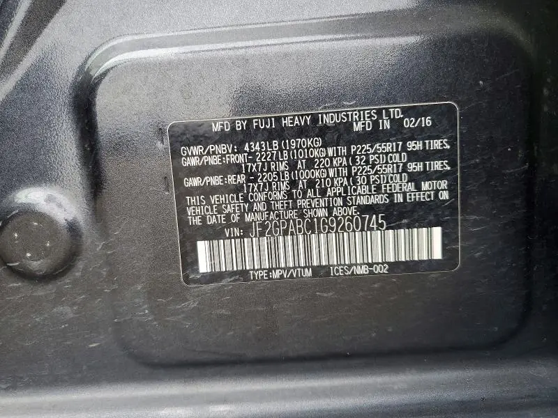 2016 SUBARU CROSSTREK PREMIUM  
