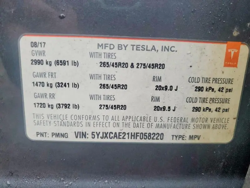 2017 TESLA MODEL X   