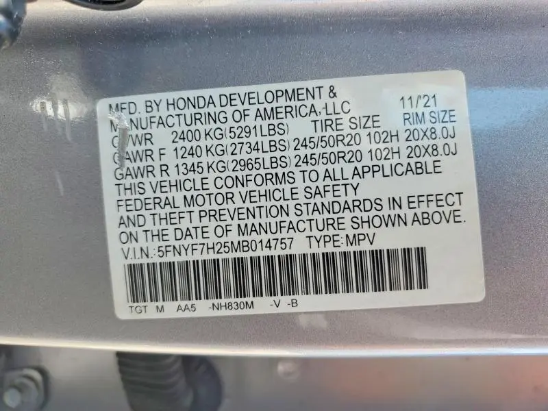 2021 HONDA PASSPORT SPORT  