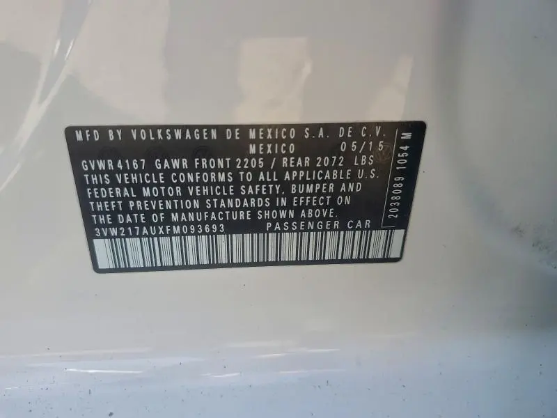 2015 VOLKSWAGEN GOLF   