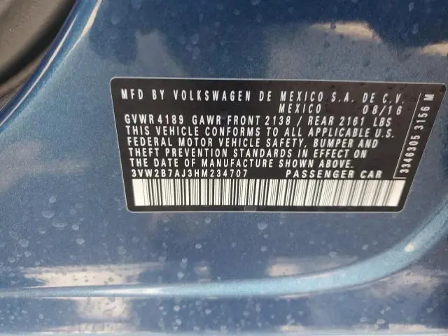 2017 VOLKSWAGEN JETTA S  