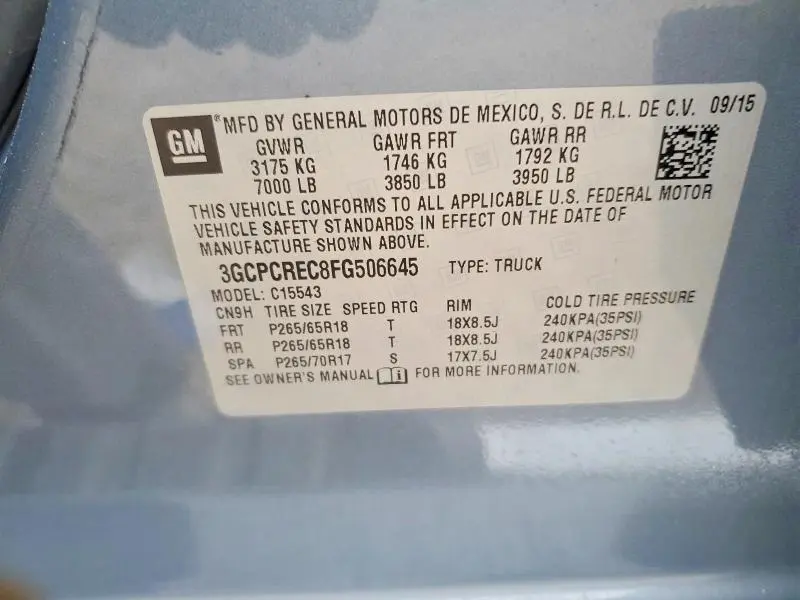 2015 CHEVROLET SILVERADO C1500 LT  