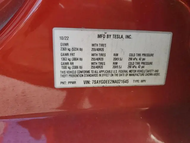 2022 TESLA MODEL Y 