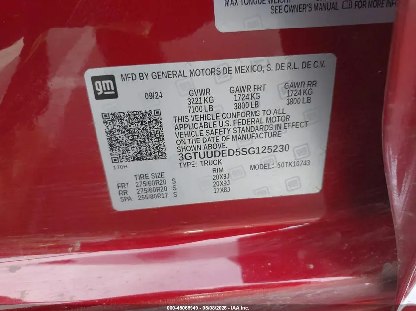 2025 GMC SIERRA 1500 4WD  STANDARD BOX SLT
