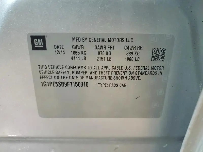 2015 CHEVROLET CRUZE LT  