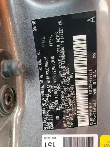 2017 TOYOTA SIENNA XLE  