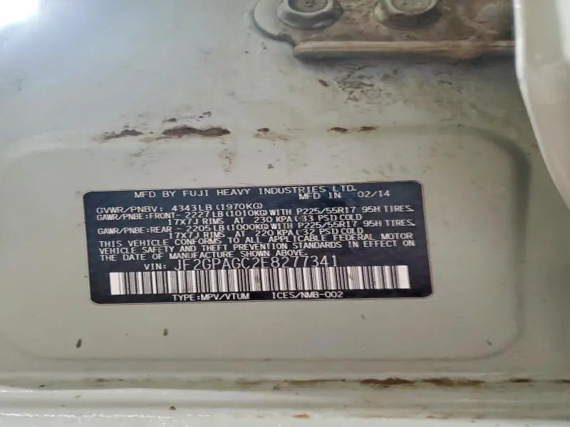 2014 SUBARU XV CROSSTREK 2.0 LIMITED  