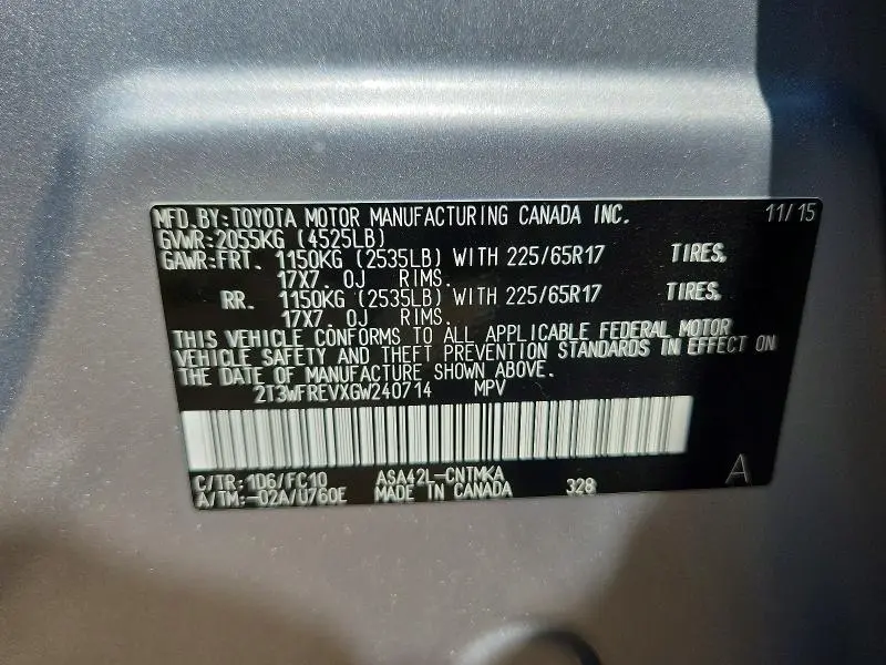 2016 TOYOTA RAV4 XLE  