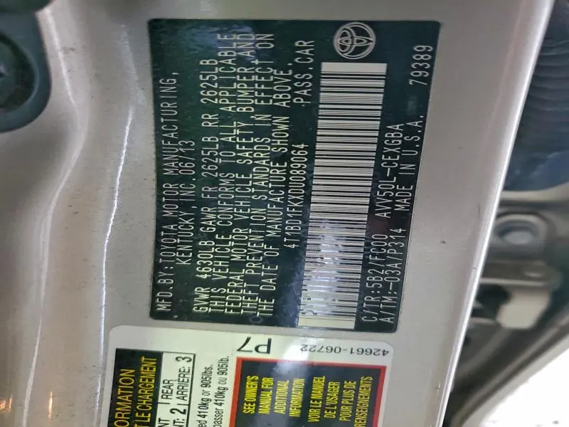 2013 TOYOTA CAMRY HYBRID  