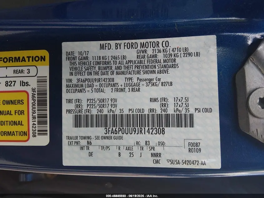 2018 FORD FUSION HYBRID S