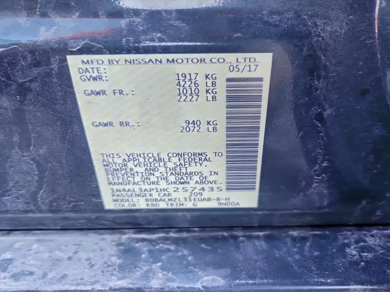 2017 NISSAN ALTIMA 2.5  