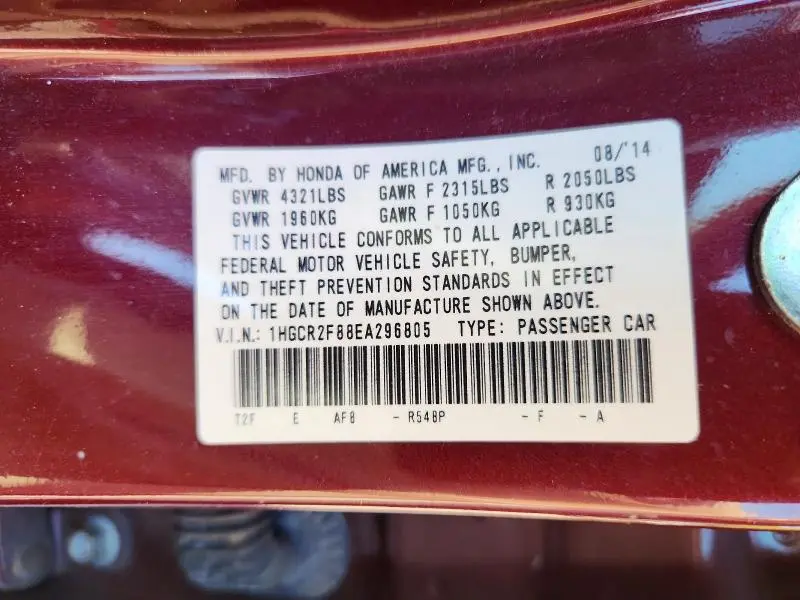 2014 HONDA ACCORD EXL  