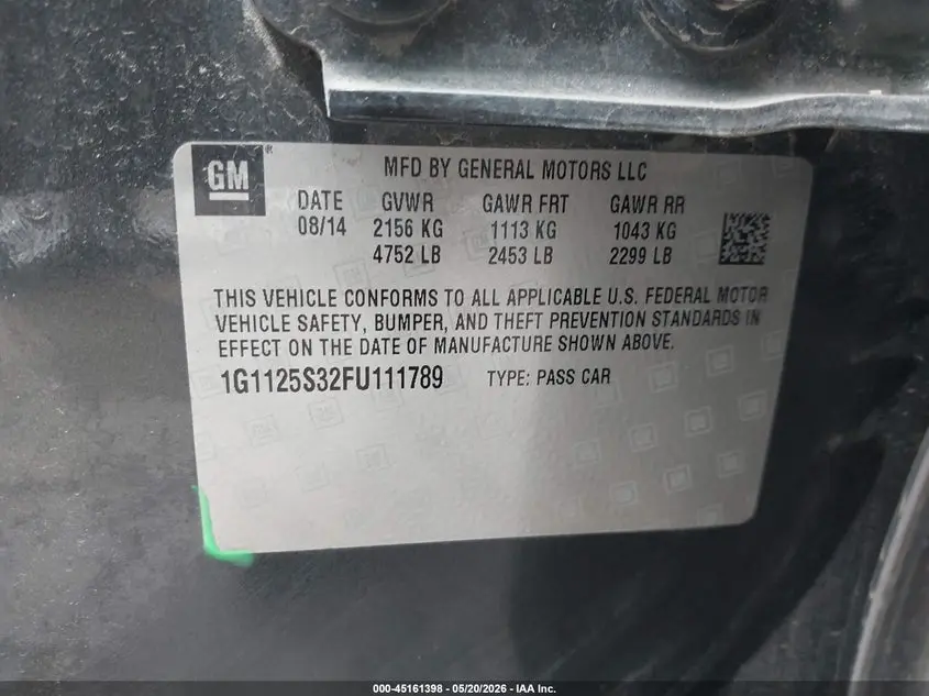 2015 CHEVROLET IMPALA 2LT
