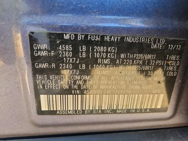 2014 SUBARU OUTBACK 2.5I LIMITED  