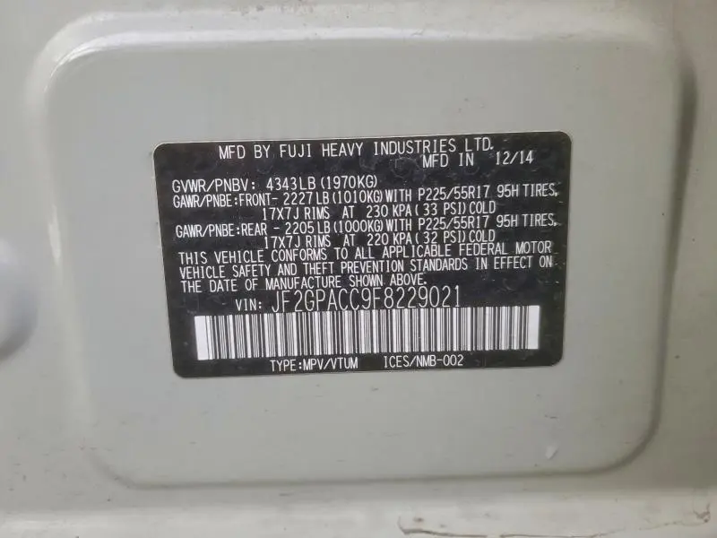 2015 SUBARU XV CROSSTREK 2.0 PREMIUM  