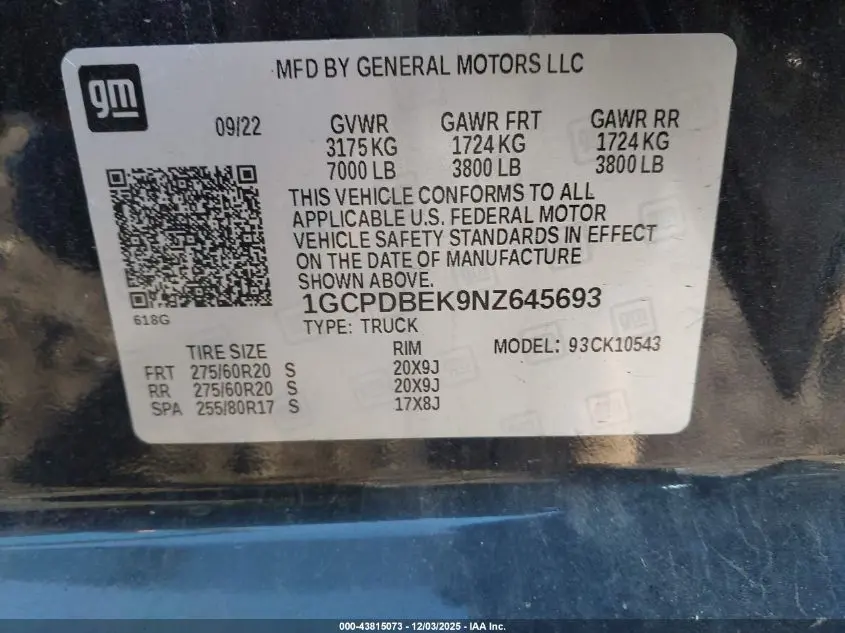 2022 CHEVROLET SILVERADO 1500 4WD  SHORT BED CUSTOM