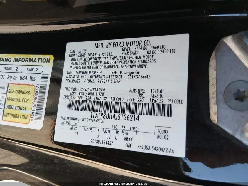 2018 FORD MUSTANG ECOBOOST PREMIUM