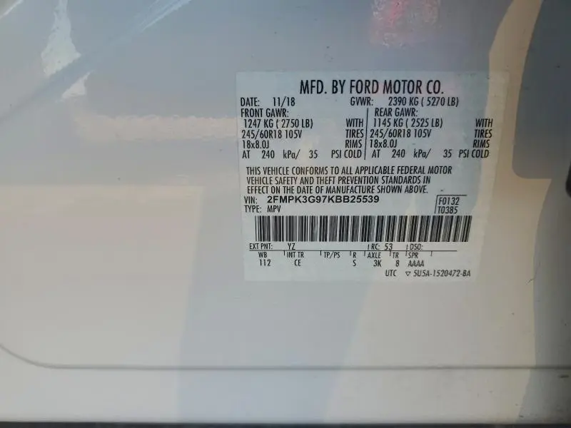 2019 FORD EDGE SE  
