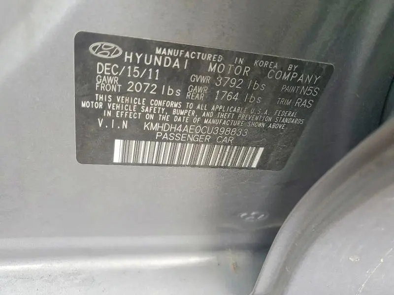 2012 HYUNDAI ELANTRA GLS  