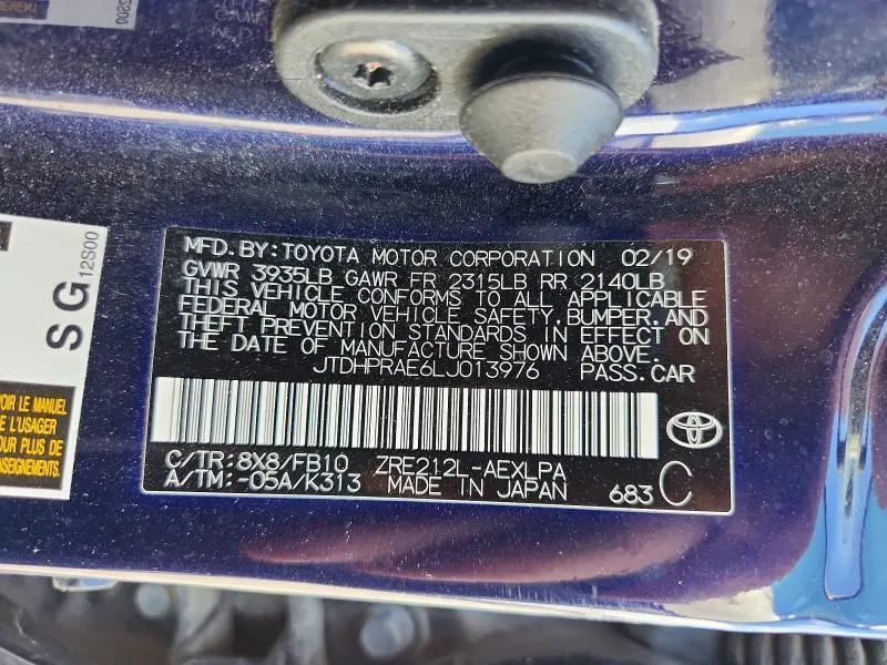 2020 TOYOTA COROLLA LE  