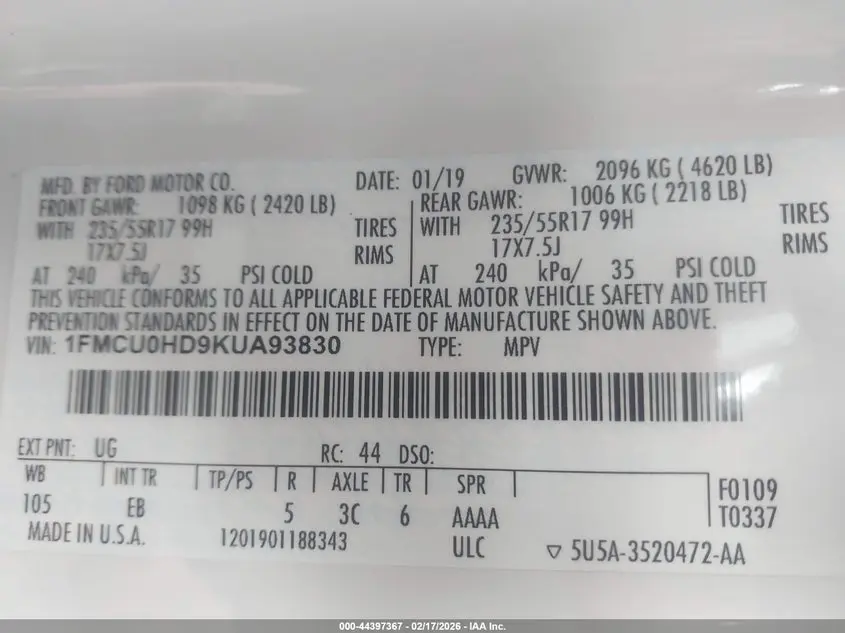 2019 FORD ESCAPE SEL