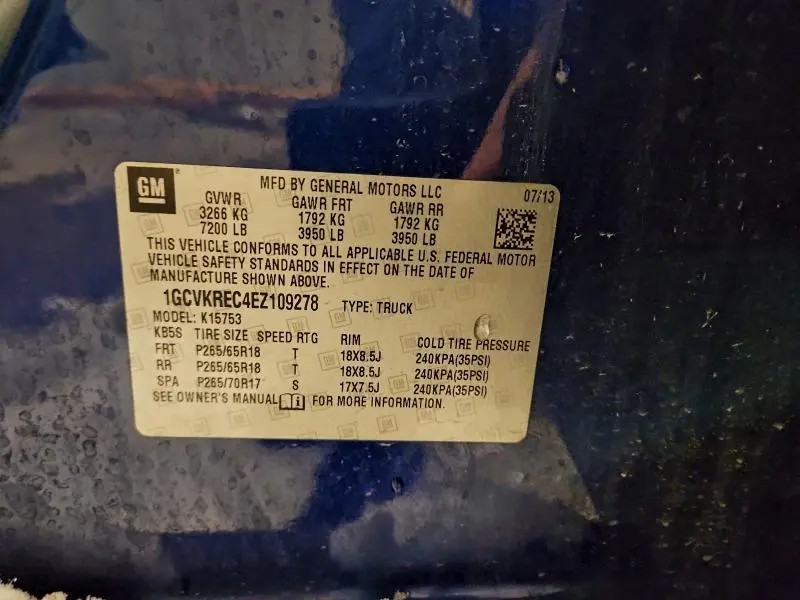 2014 CHEVROLET SILVERADO K1500 LT  