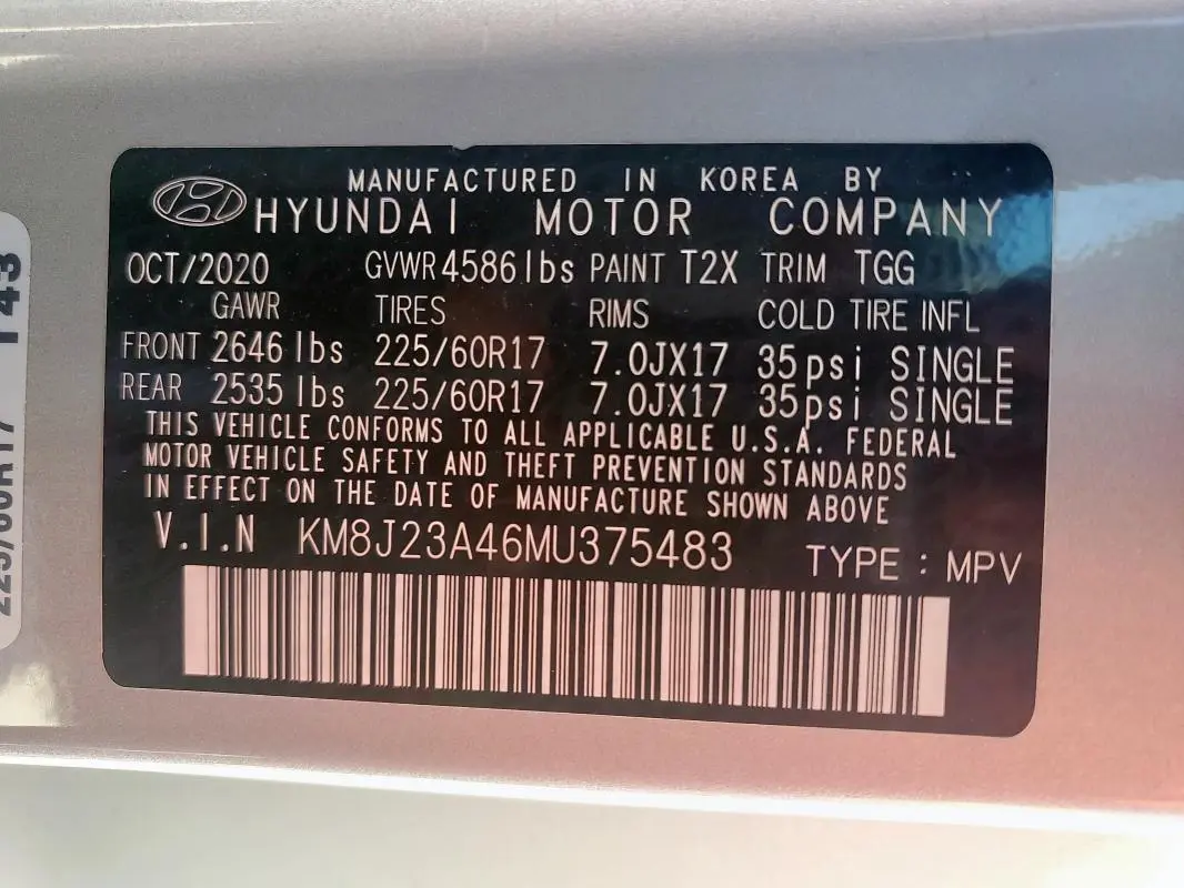2021 HYUNDAI TUCSON SE  