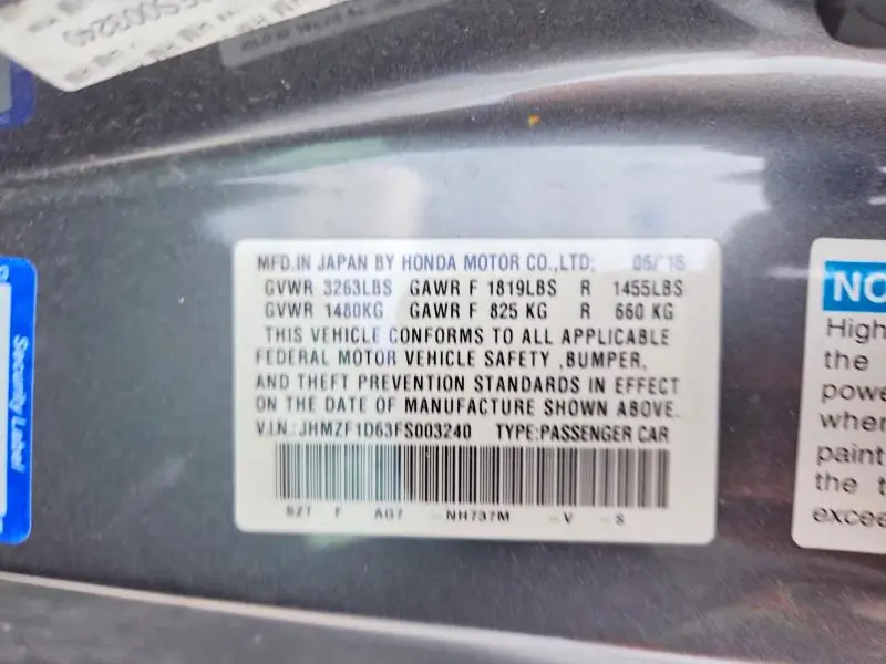 2015 HONDA CR-Z EX  