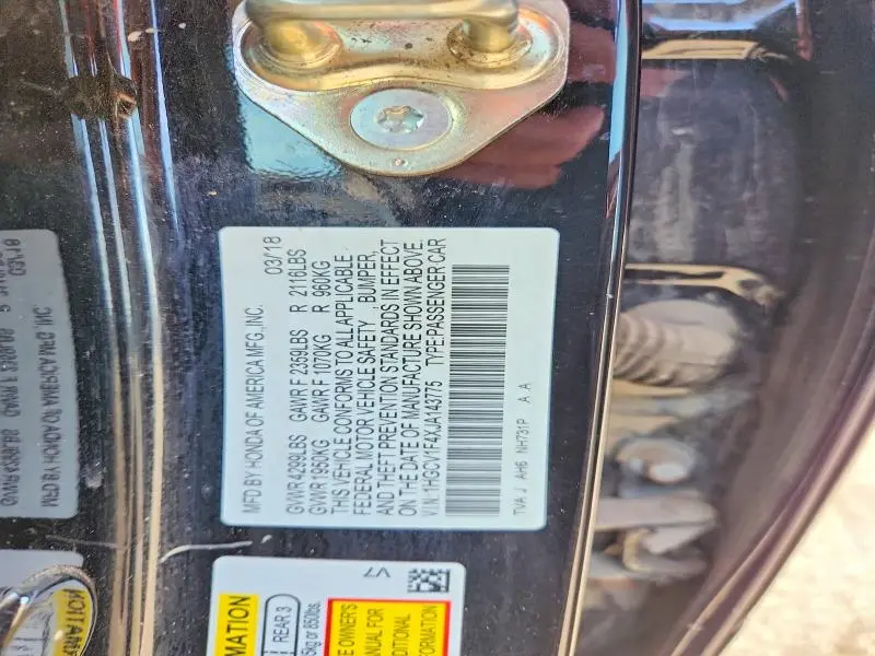 2018 HONDA ACCORD EX  