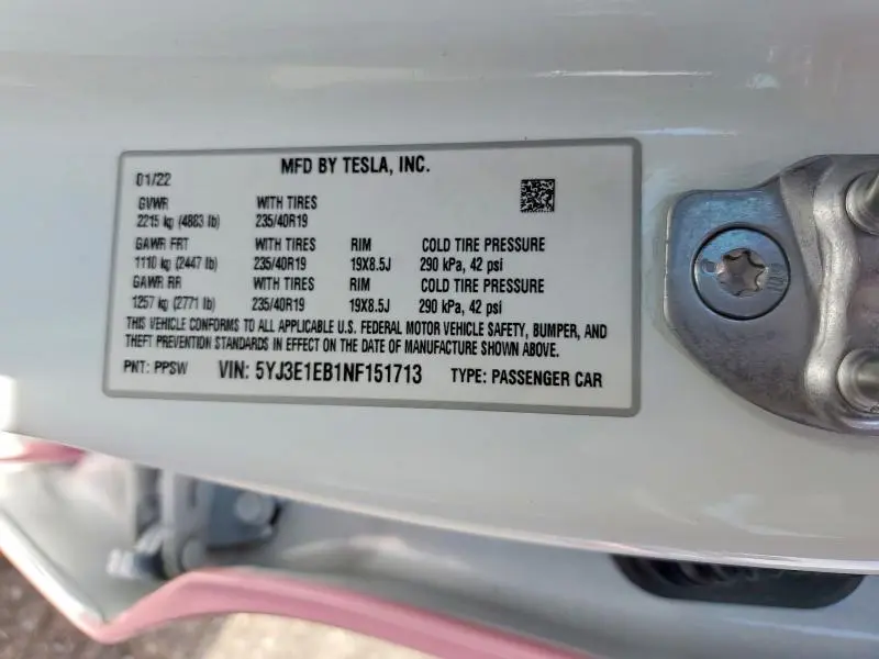 2022 TESLA MODEL 3   