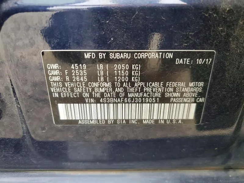2018 SUBARU LEGACY 2.5I PREMIUM  