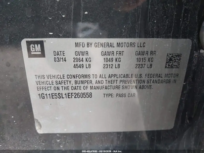 2014 CHEVROLET MALIBU 2LT
