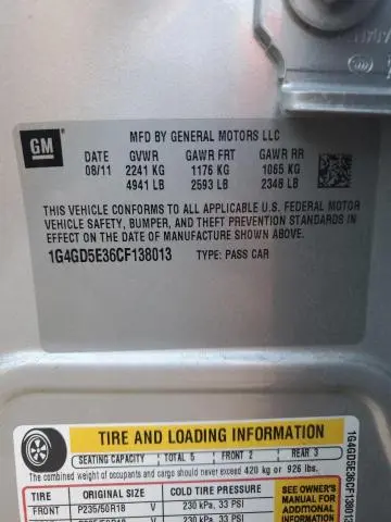 2012 BUICK LACROSSE PREMIUM  