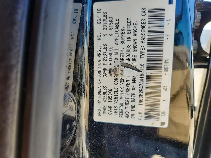 2010 HONDA ACCORD LXP  